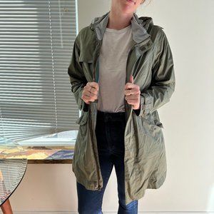 REI Huntington Trenchcoat Green Rain Jacket, Large